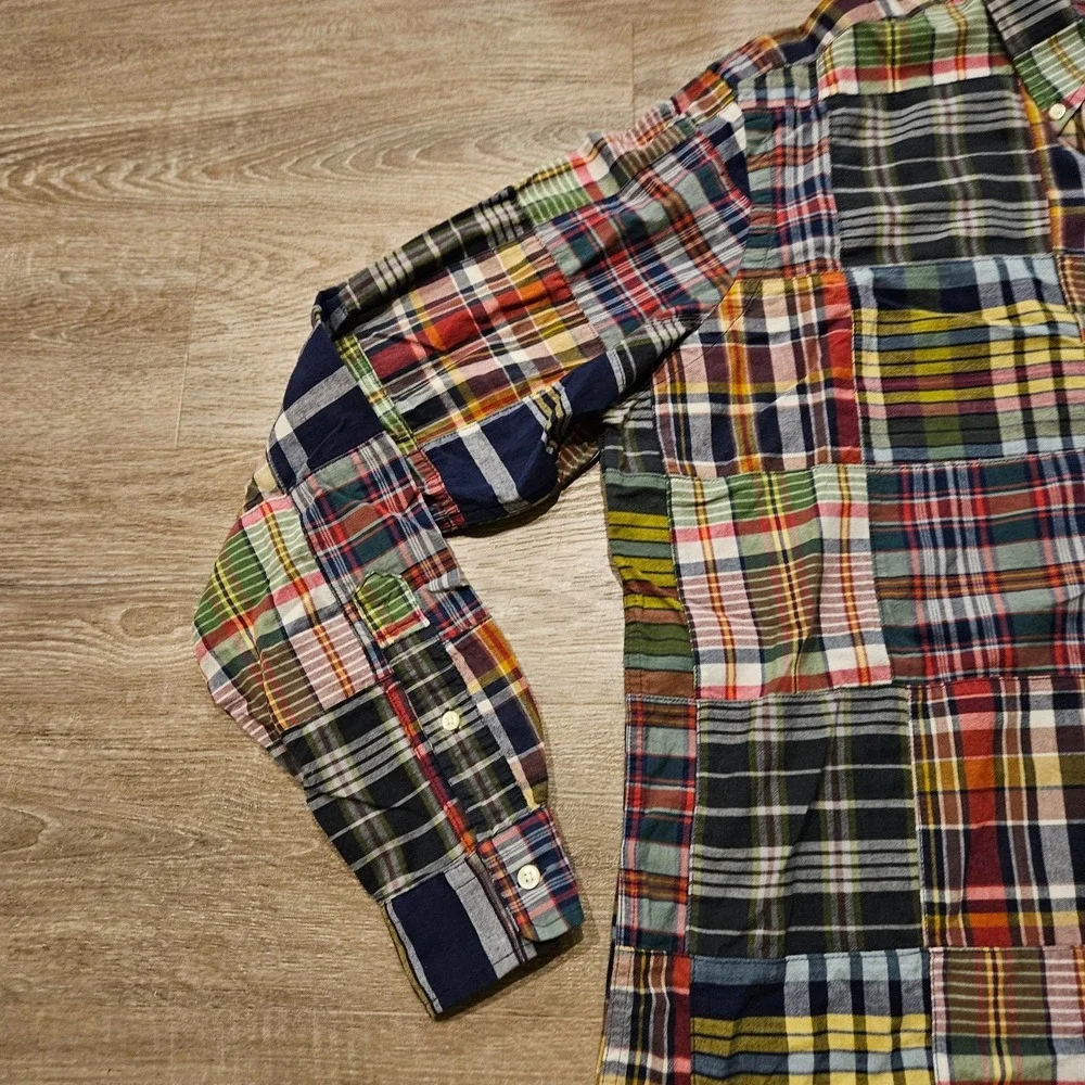 Polo Ralph Lauren XXL Patchwork Indian Madras Shirt Classic Fit Indigo NWOT